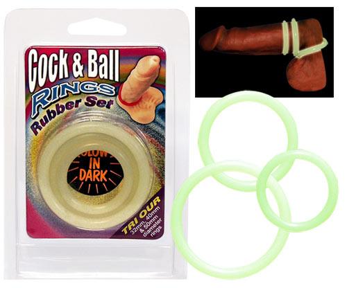 Cock & Ball Rings - Rubber set GLOW
